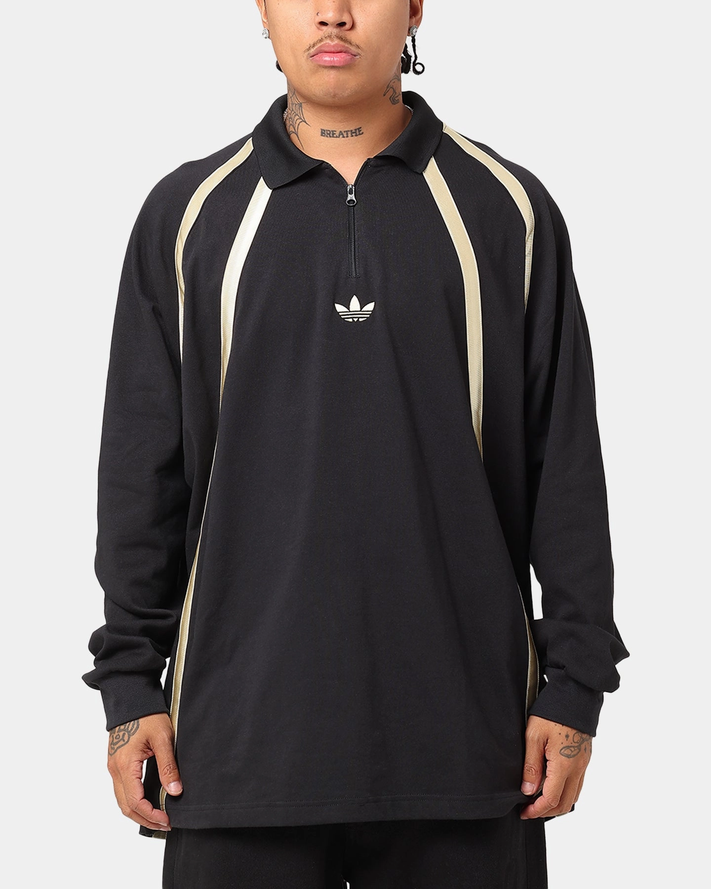 Adidas Rugby Long Sleeve Polo Shirt Black
