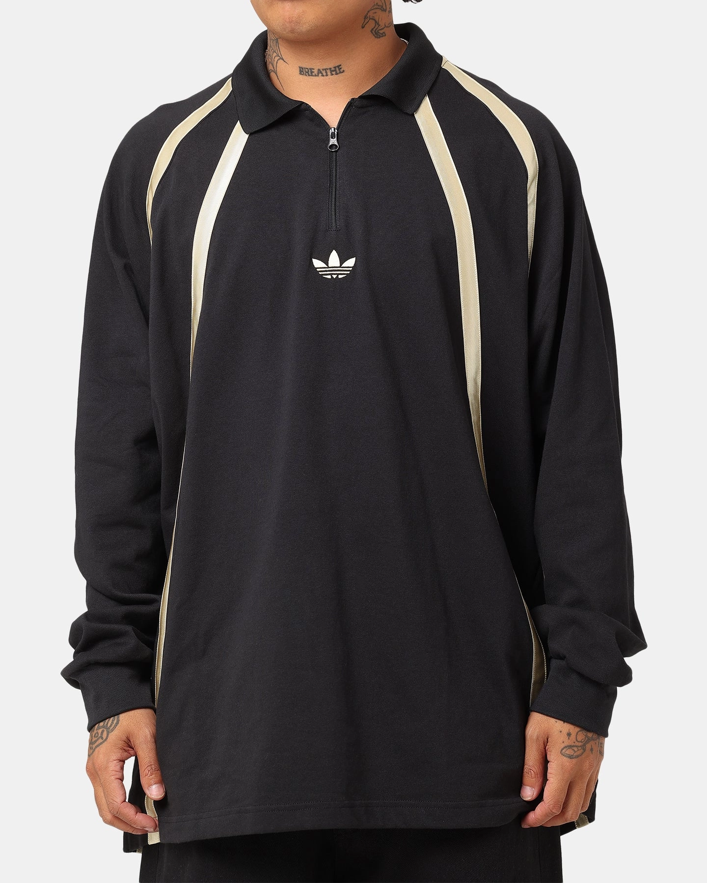 Adidas Rugby Long Sleeve Polo Shirt Black