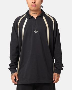 Adidas Rugby Long Sleeve Polo Shirt Black