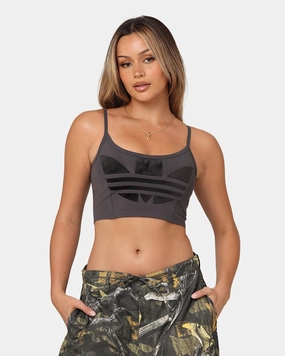 Adidas Women's Large Trefoil Bra Top Grey Six