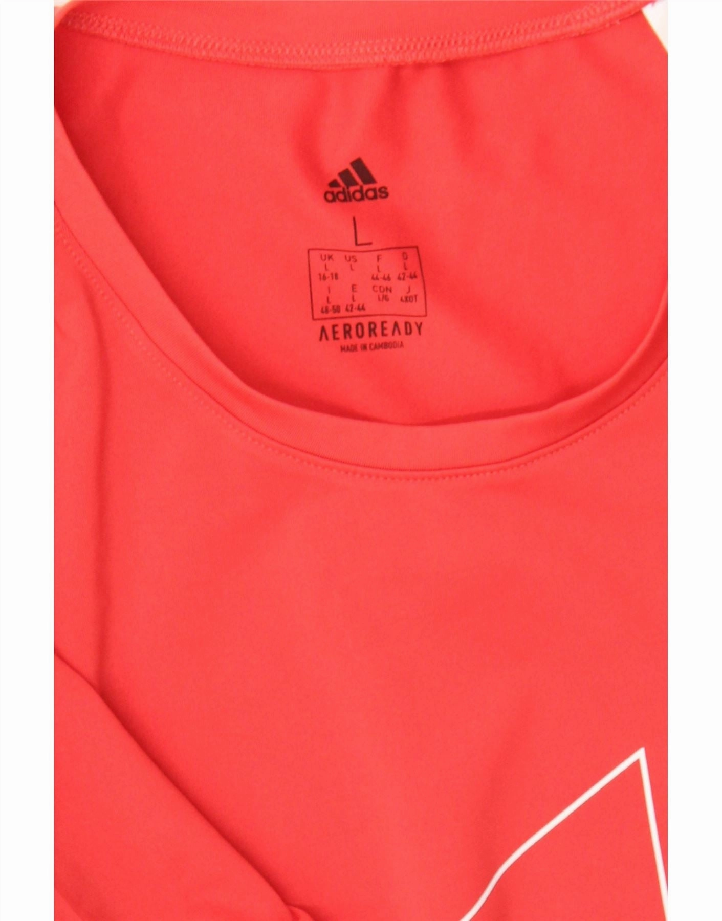 ADIDAS Womens Aeroready Graphic T-Shirt Top UK 16/18 Large Red Polyester