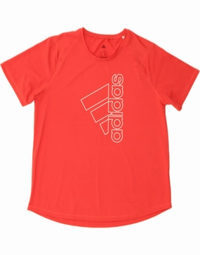 ADIDAS Womens Aeroready Graphic T-Shirt Top UK 16/18 Large Red Polyester