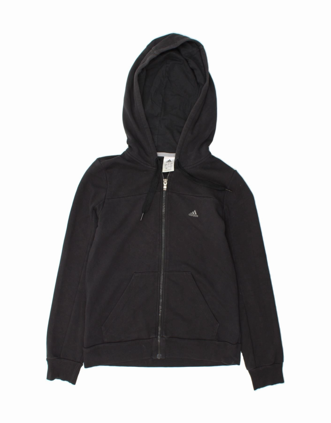 ADIDAS Womens Climalite Oversized Zip Hoodie Sweater UK 8/10 Small Black