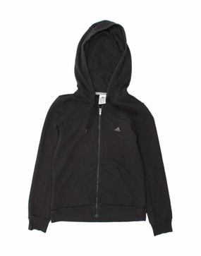 ADIDAS Womens Climalite Oversized Zip Hoodie Sweater UK 8/10 Small Black