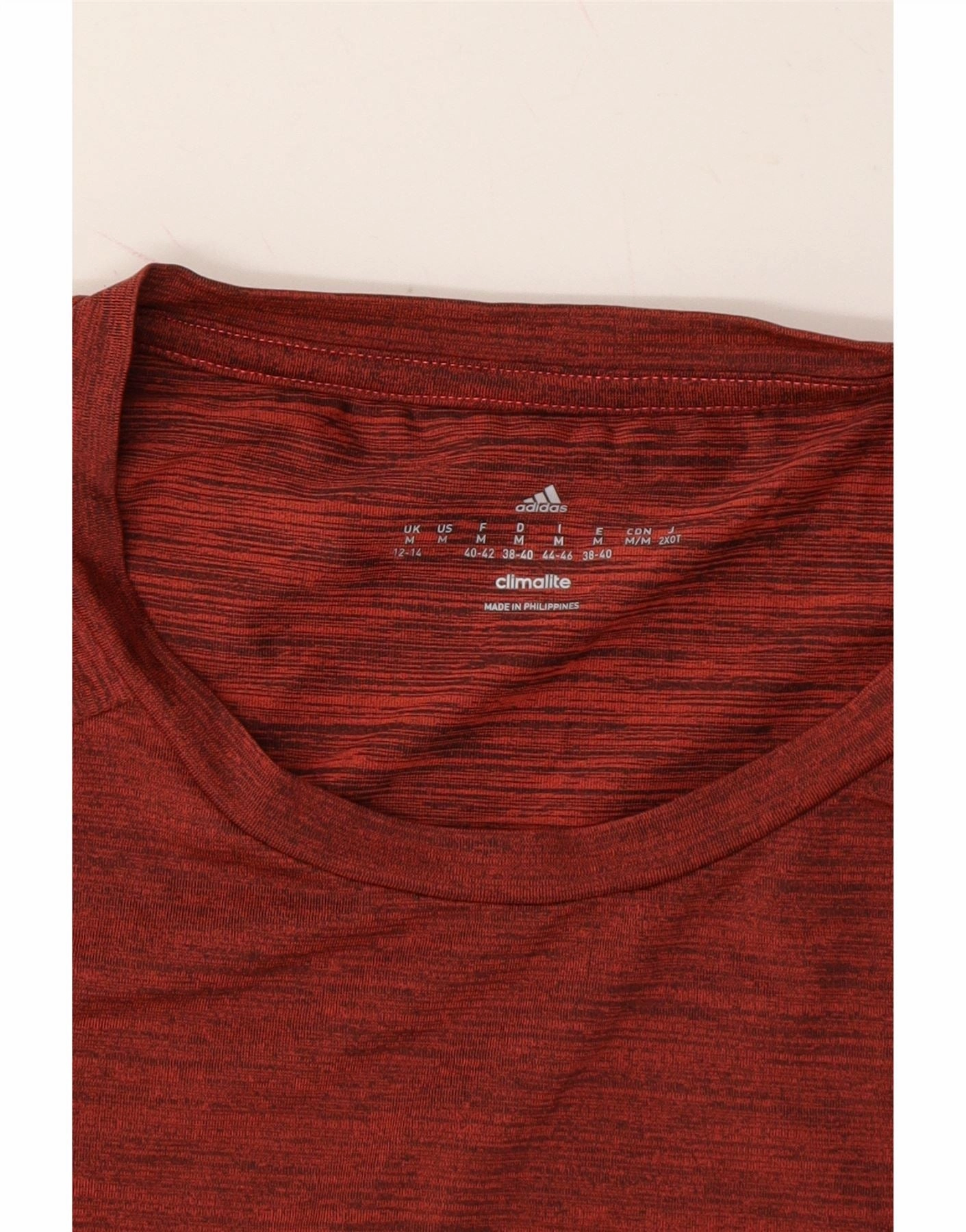 ADIDAS Womens Climalite T-Shirt Top UK 12/14  Medium Maroon Pinstripe