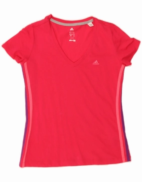 ADIDAS Womens Climalite T-Shirt Top UK 12/14 Medium Pink Cotton