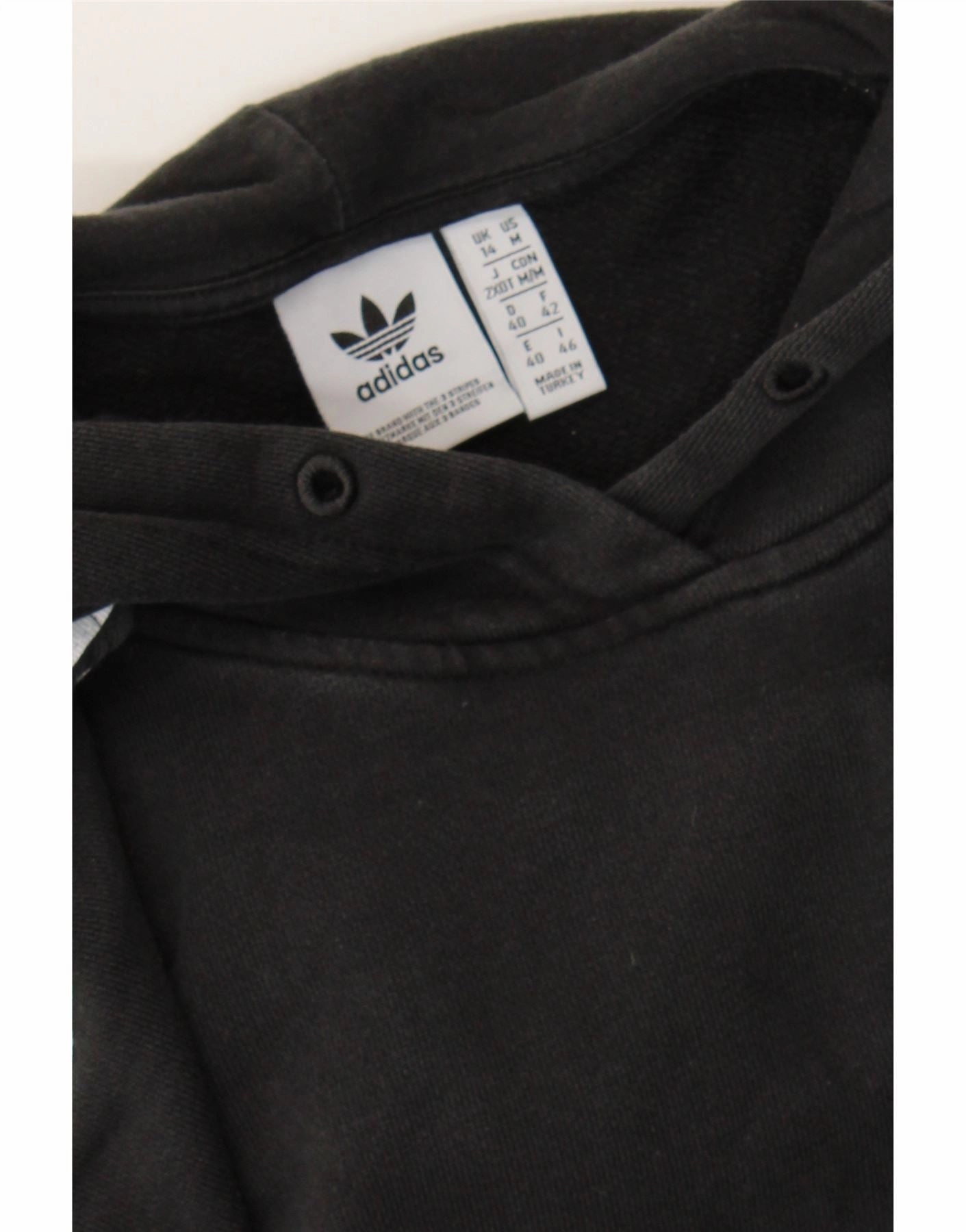 ADIDAS Womens Crop Oversized Hoodie Jumper UK 14 Large Black Cotton