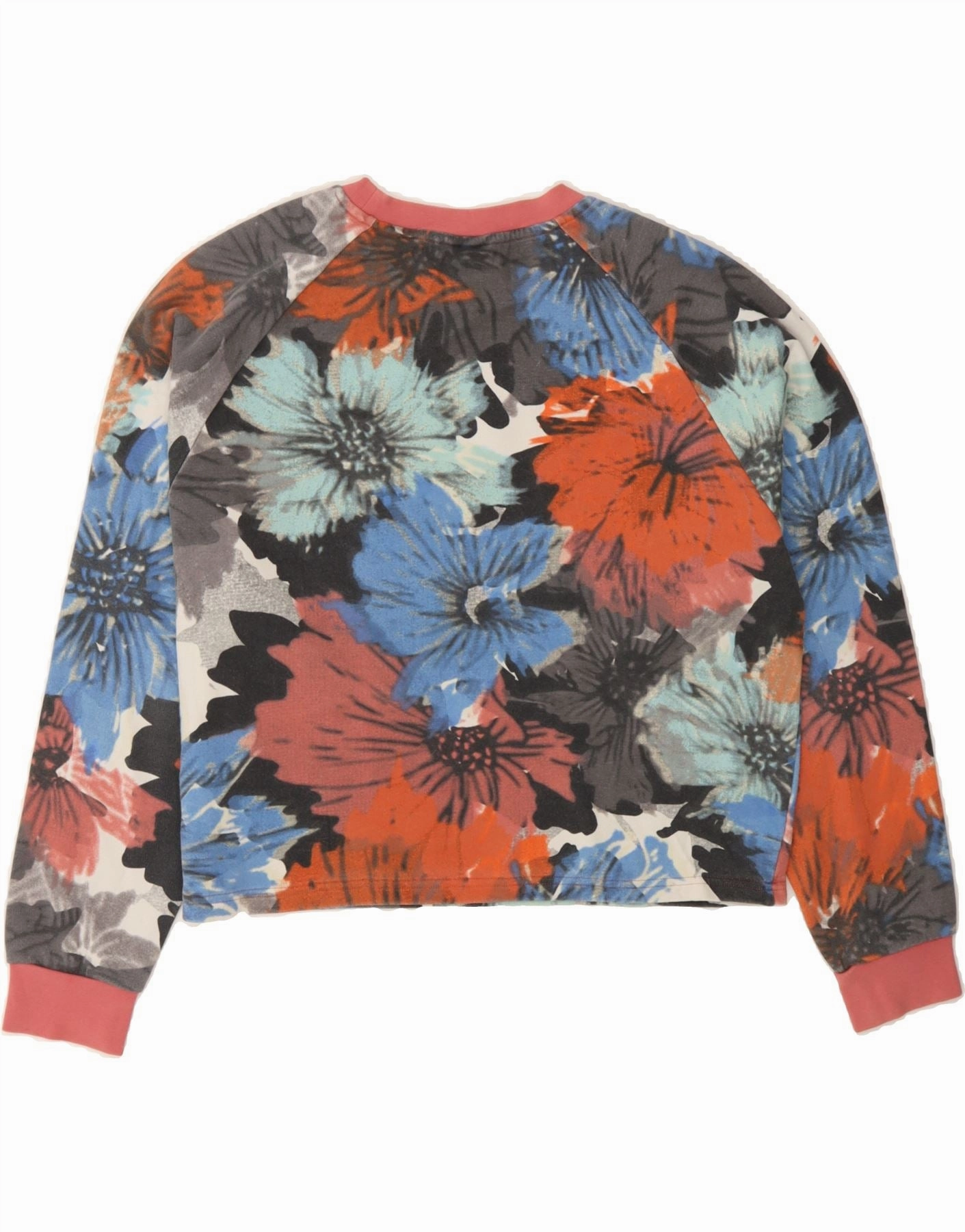 ADIDAS Womens Crop Sweatshirt Jumper UK 12/14 Medium Multicoloured Floral