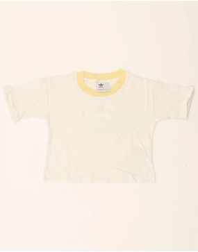 ADIDAS Womens Crop T-Shirt Top UK 8 Small  White Cotton
