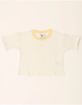 ADIDAS Womens Crop T-Shirt Top UK 8 Small  White Cotton