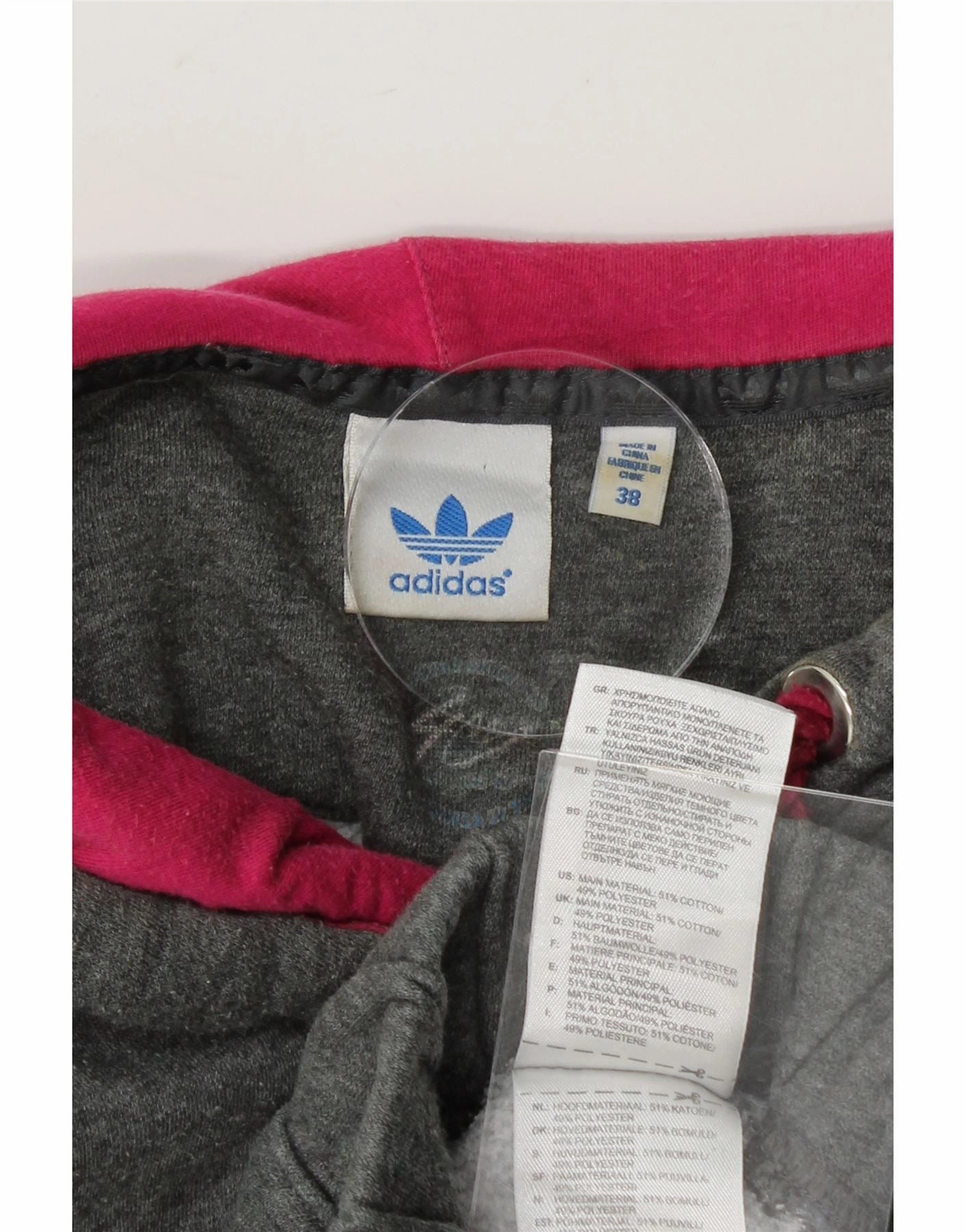 ADIDAS Womens Graphic Hoodie Jumper EU 38 Medium Grey Cotton