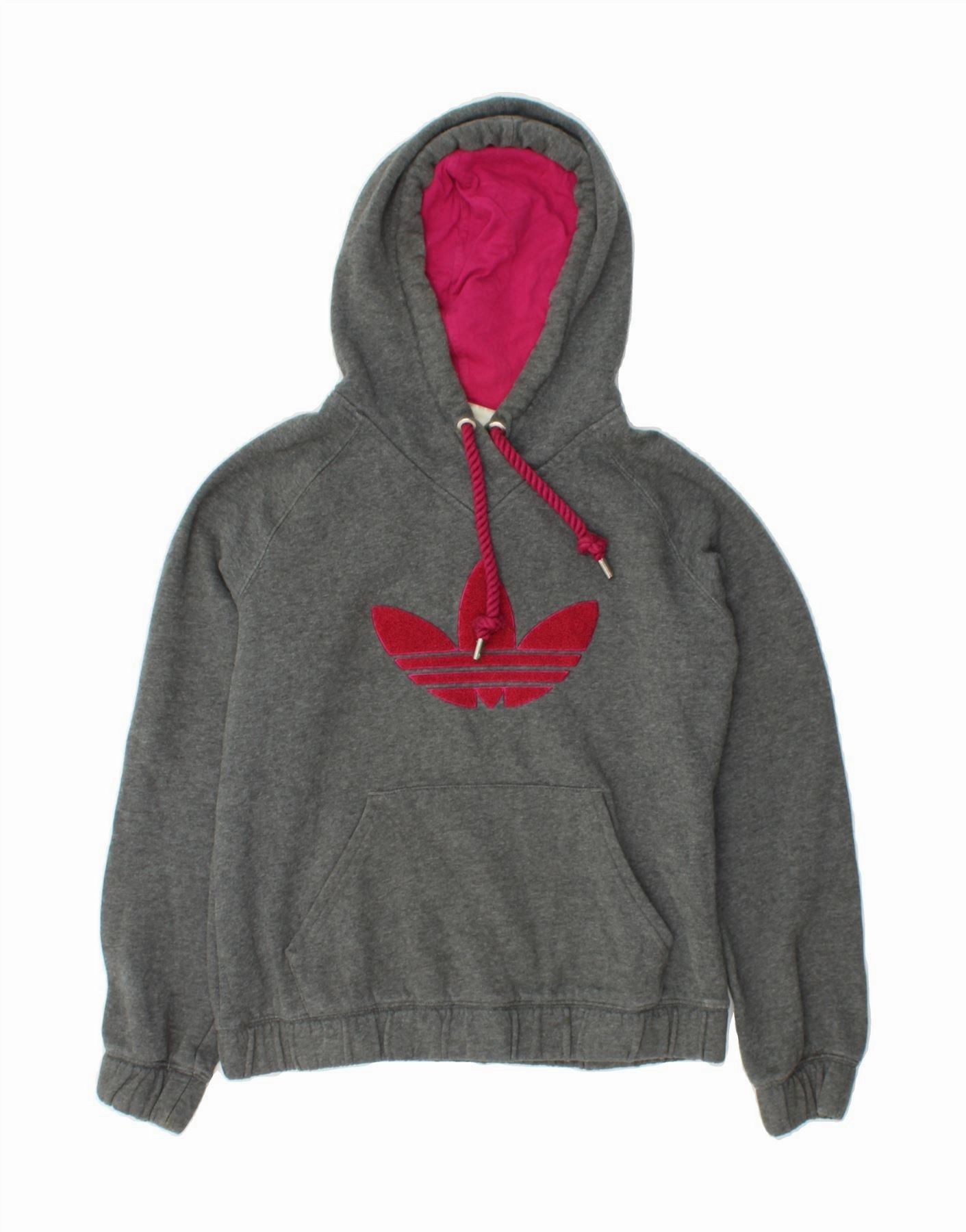 ADIDAS Womens Graphic Hoodie Jumper EU 38 Medium Grey Cotton