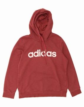 ADIDAS Womens Graphic Hoodie Jumper UK 16/18 Large Red Cotton