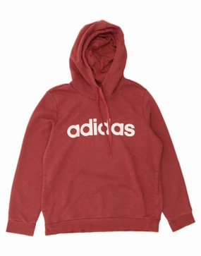 ADIDAS Womens Graphic Hoodie Jumper UK 16/18 Large Red Cotton