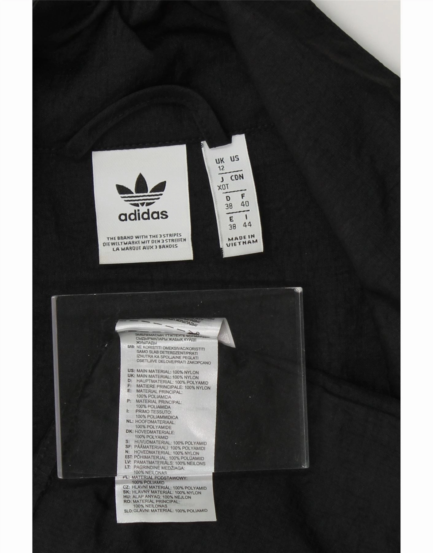 ADIDAS Womens Graphic Pullover Raincoat UK 12 Medium  Black Nylon