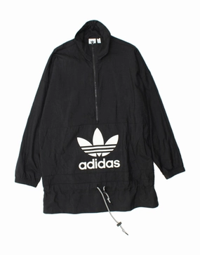 ADIDAS Womens Graphic Pullover Raincoat UK 12 Medium  Black Nylon