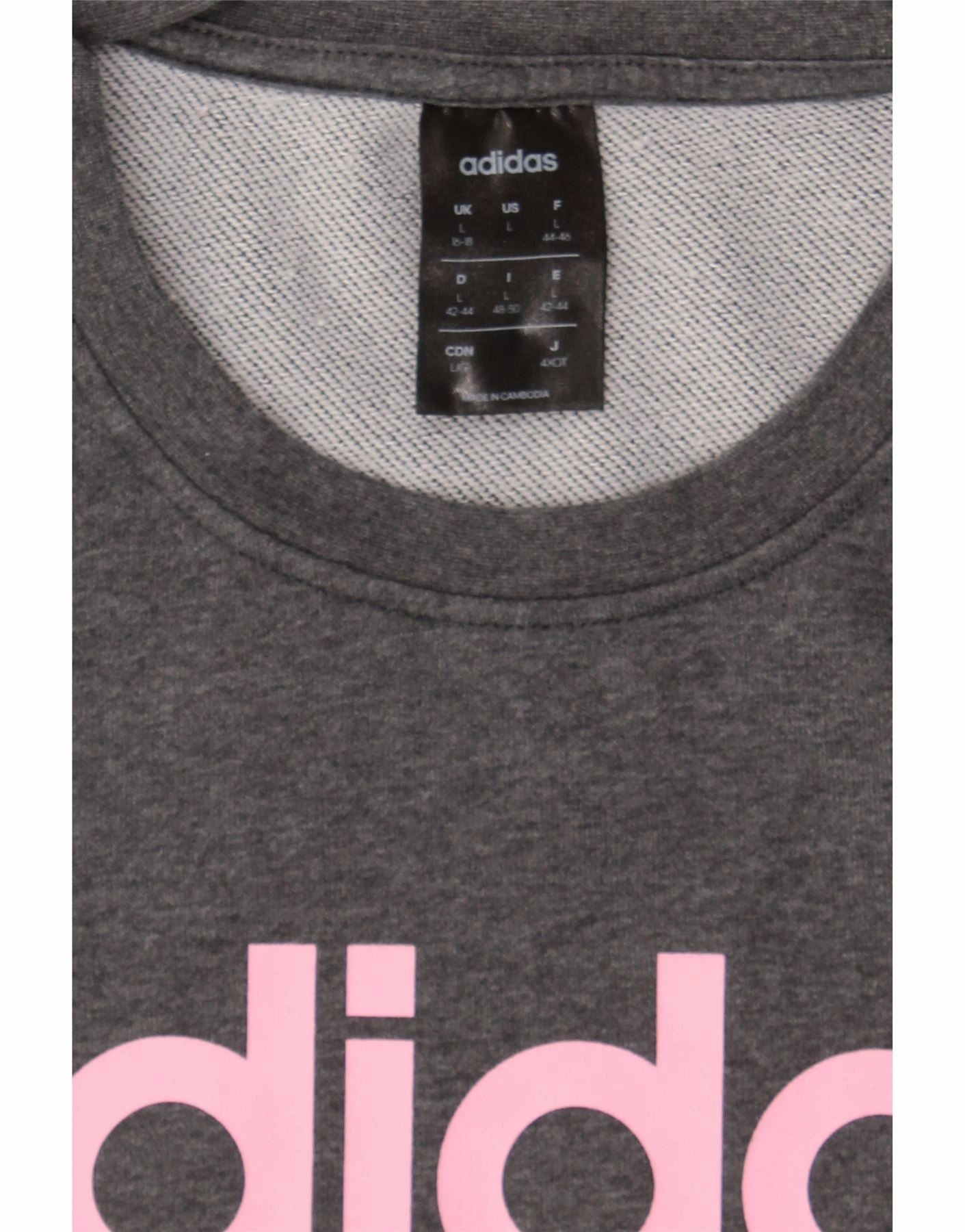 ADIDAS Womens Graphic Sweatshirt Jumper UK 16/18 Large Grey Cotton