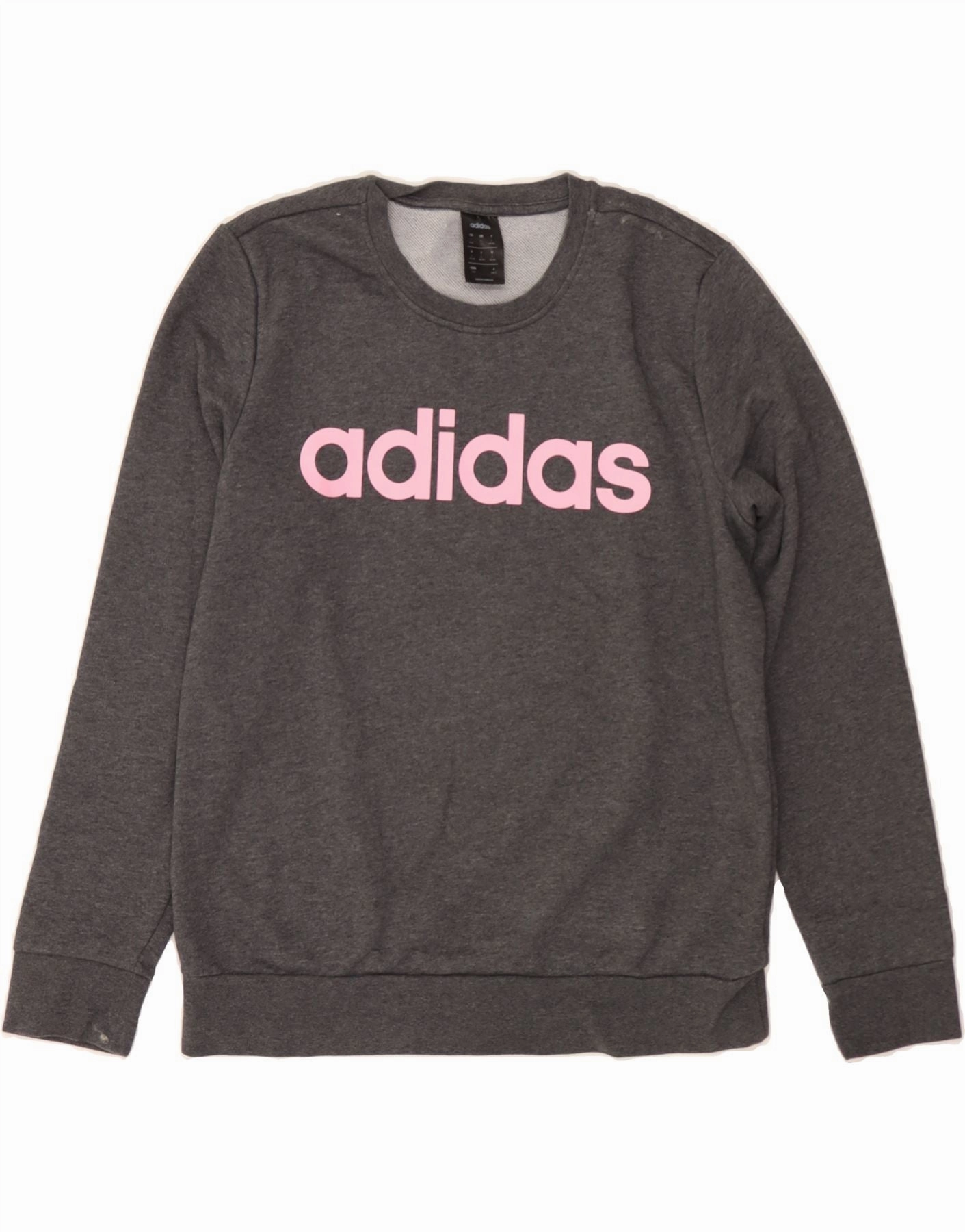ADIDAS Womens Graphic Sweatshirt Jumper UK 16/18 Large Grey Cotton