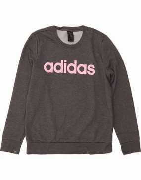 ADIDAS Womens Graphic Sweatshirt Jumper UK 16/18 Large Grey Cotton