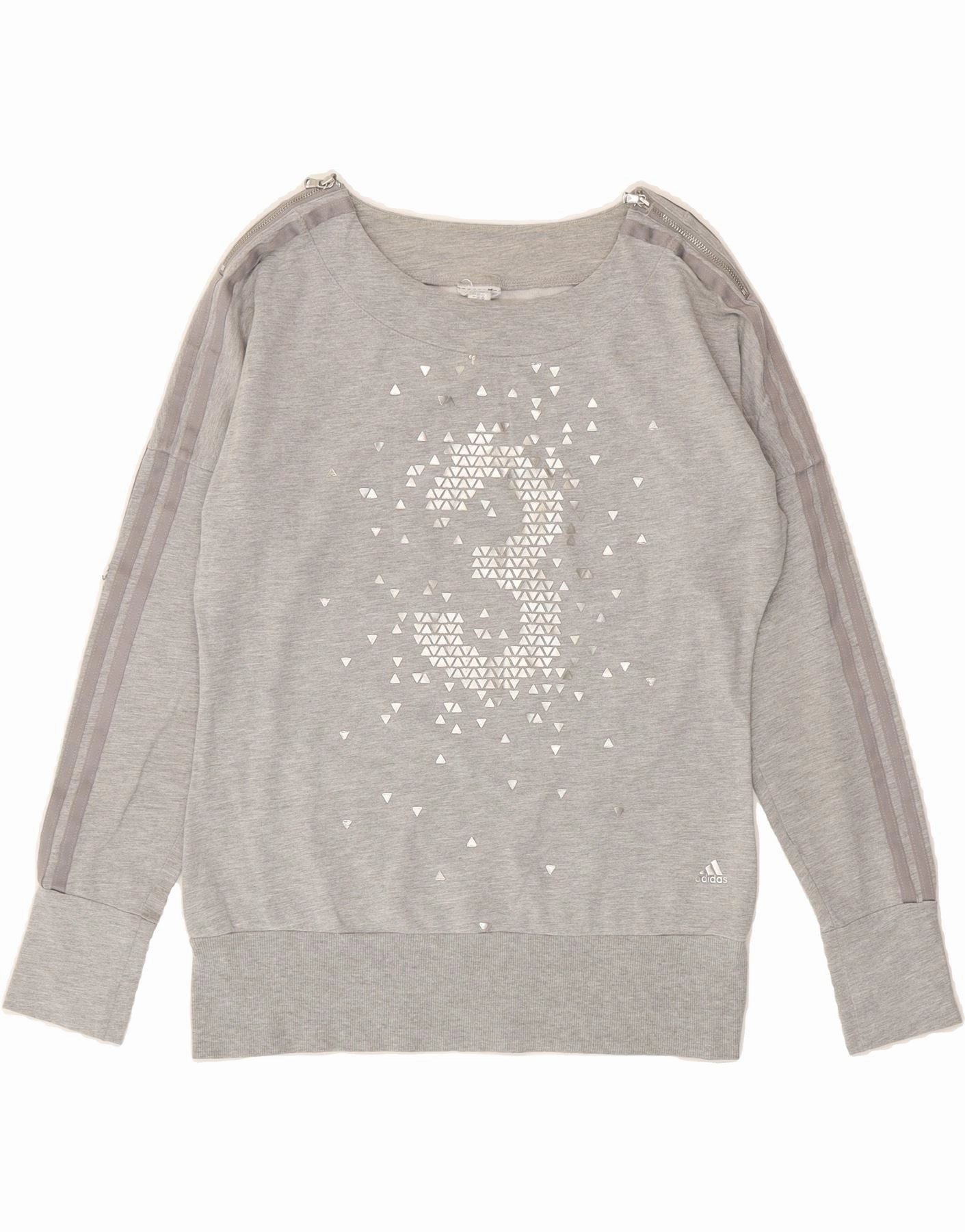 ADIDAS Womens Graphic Sweatshirt Jumper UK 16 Large Grey