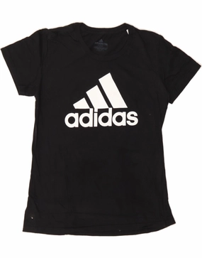 ADIDAS Womens Graphic T-Shirt Top UK 12 Medium Black Cotton