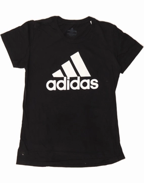 ADIDAS Womens Graphic T-Shirt Top UK 12 Medium Black Cotton