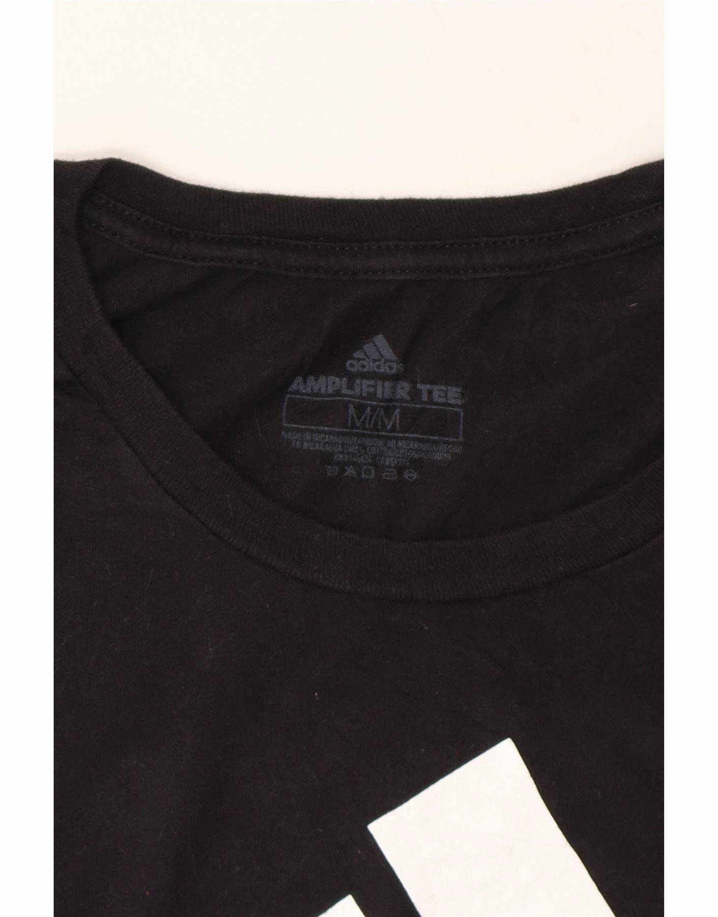 ADIDAS Womens Graphic T-Shirt Top UK 12 Medium Black Cotton