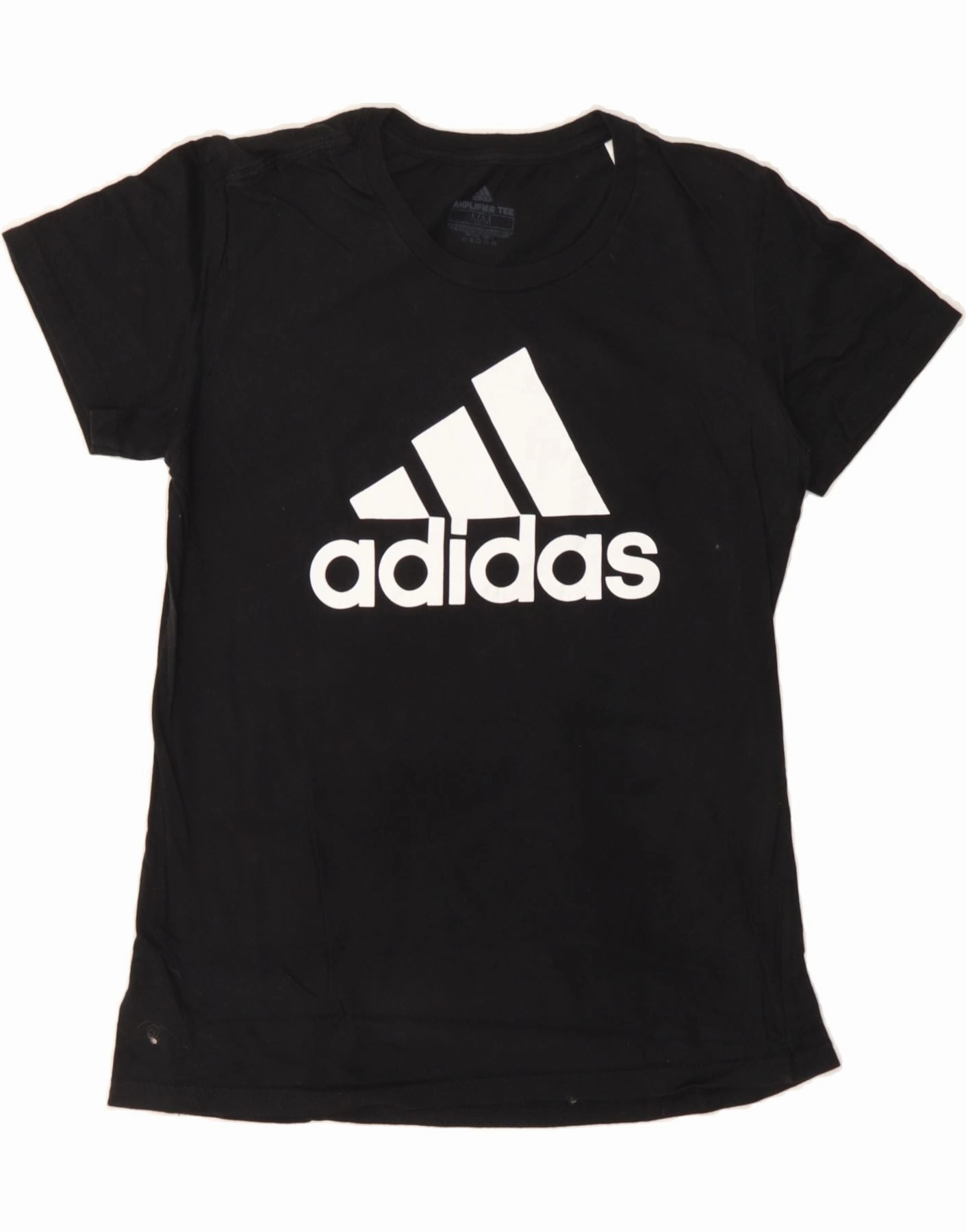 ADIDAS Womens Graphic T-Shirt Top UK 12 Medium Black Cotton