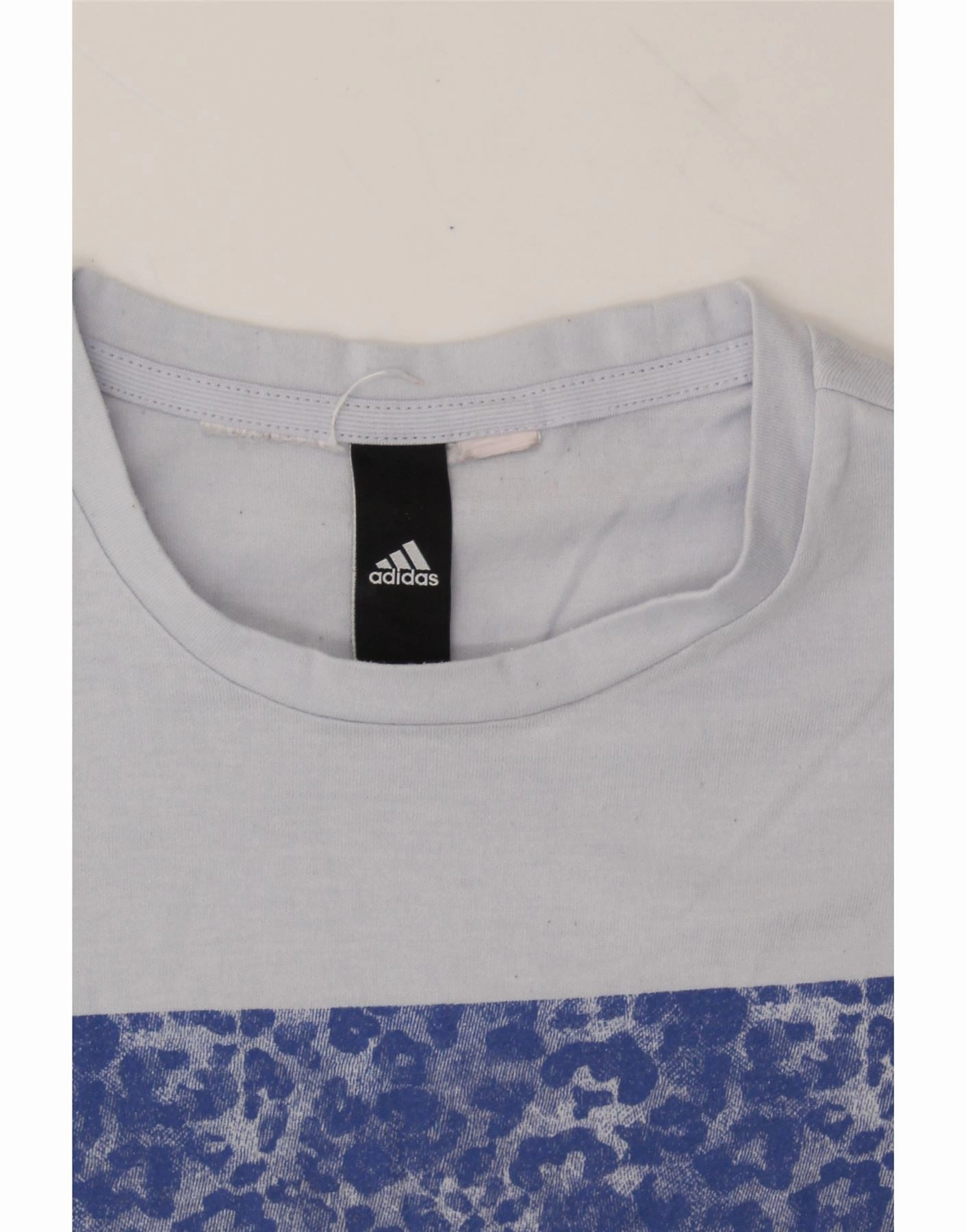 ADIDAS Womens Graphic T-Shirt Top UK 14 Medium Blue Cotton