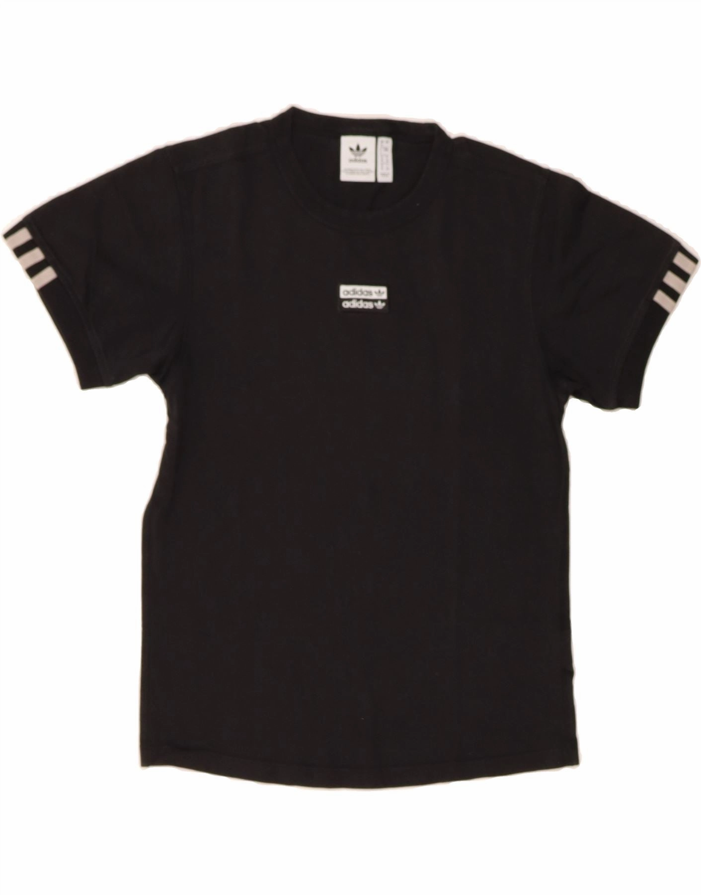 ADIDAS Womens Graphic T-Shirt Top UK 8 Small  Black Cotton