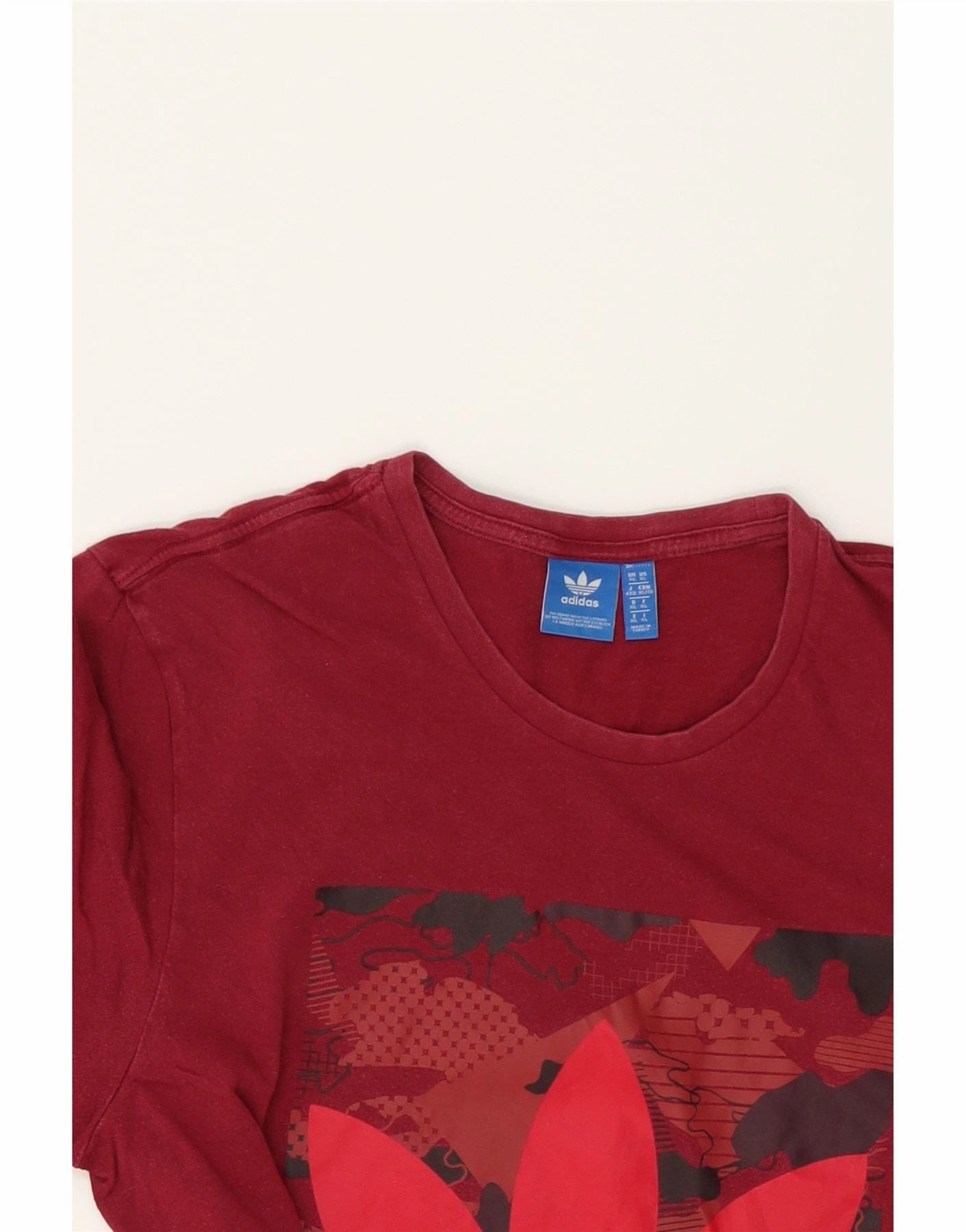 ADIDAS Womens Graphic T-Shirt Top XL Burgundy Cotton