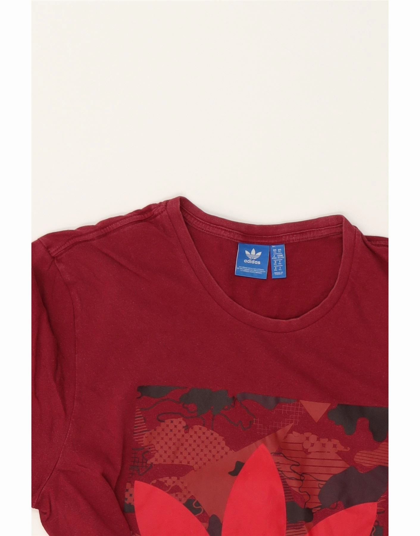 ADIDAS Womens Graphic T-Shirt Top XL Burgundy Cotton