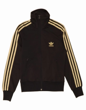 ADIDAS Womens Graphic Tracksuit Top Jacket EU 34 XS Black Polyester