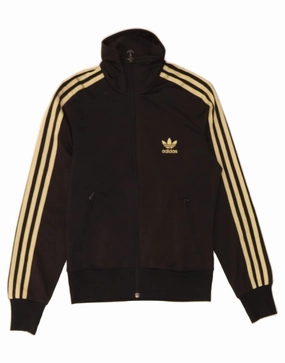ADIDAS Womens Graphic Tracksuit Top Jacket EU 34 XS Black Polyester