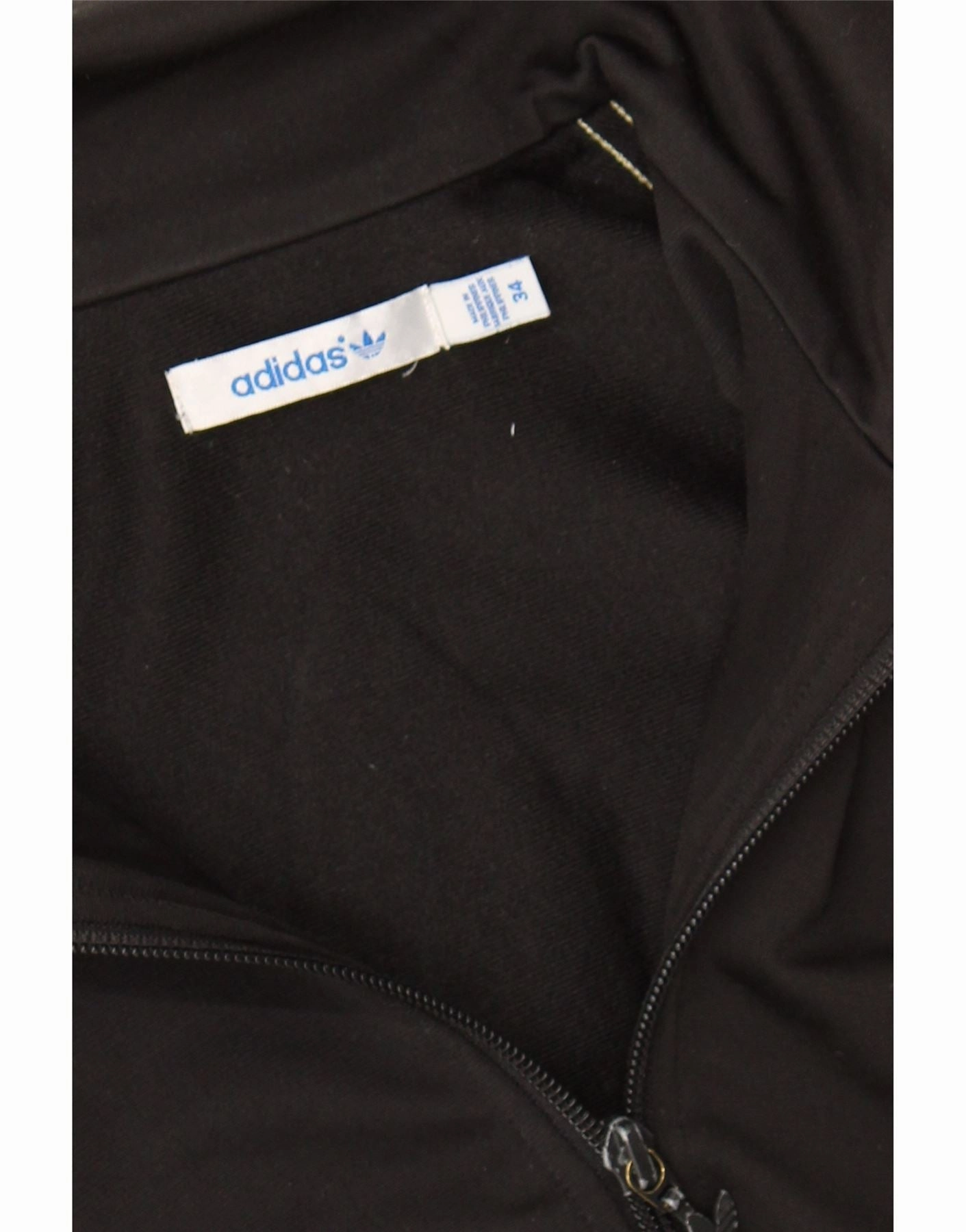 ADIDAS Womens Graphic Tracksuit Top Jacket EU 34 XS Black Polyester
