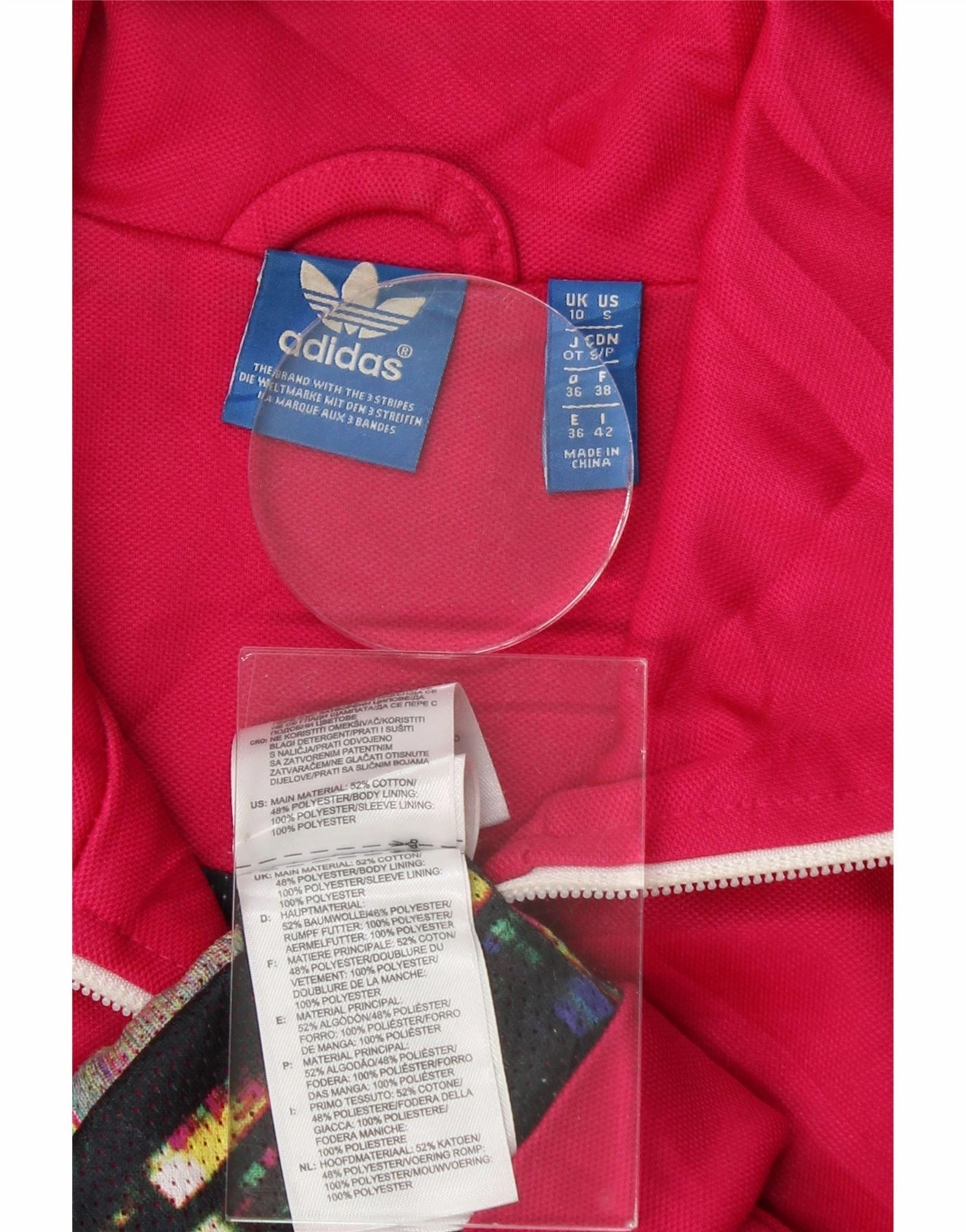 ADIDAS Womens Graphic Tracksuit Top Jacket UK 10 Small  Pink Cotton