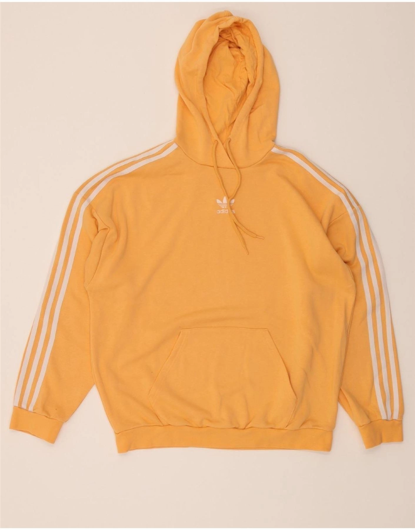 ADIDAS Womens Hoodie Jumper UK 14 Large Yellow Cotton