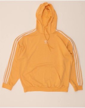 ADIDAS Womens Hoodie Jumper UK 14 Large Yellow Cotton