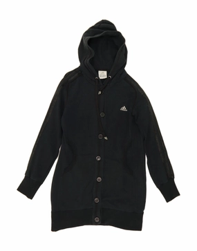 ADIDAS Womens Long Sleeve Hoodie Dress UK 16 Large  Black Cotton