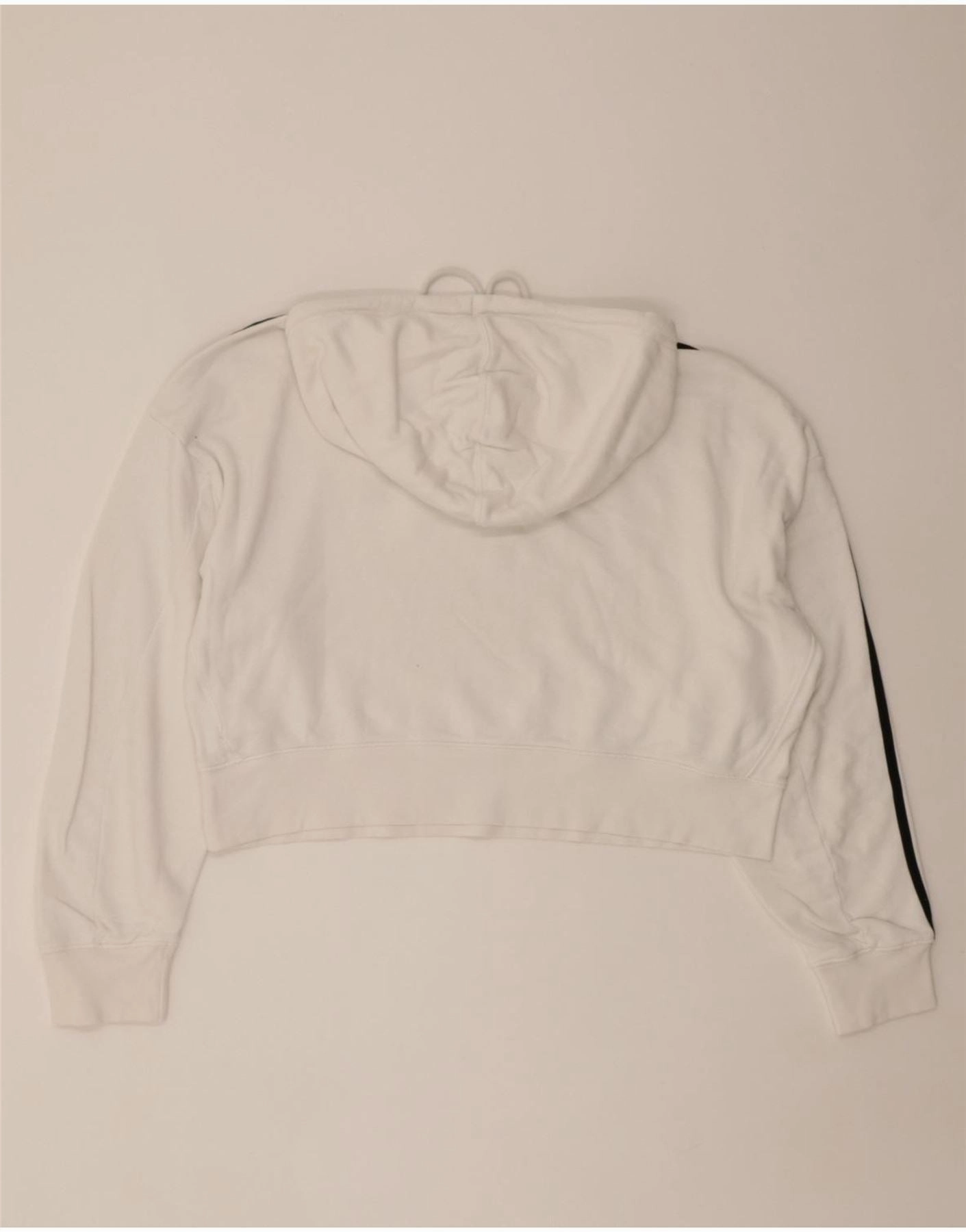 ADIDAS Womens Oversized Crop Hoodie Jumper UK 14 Large  White Cotton