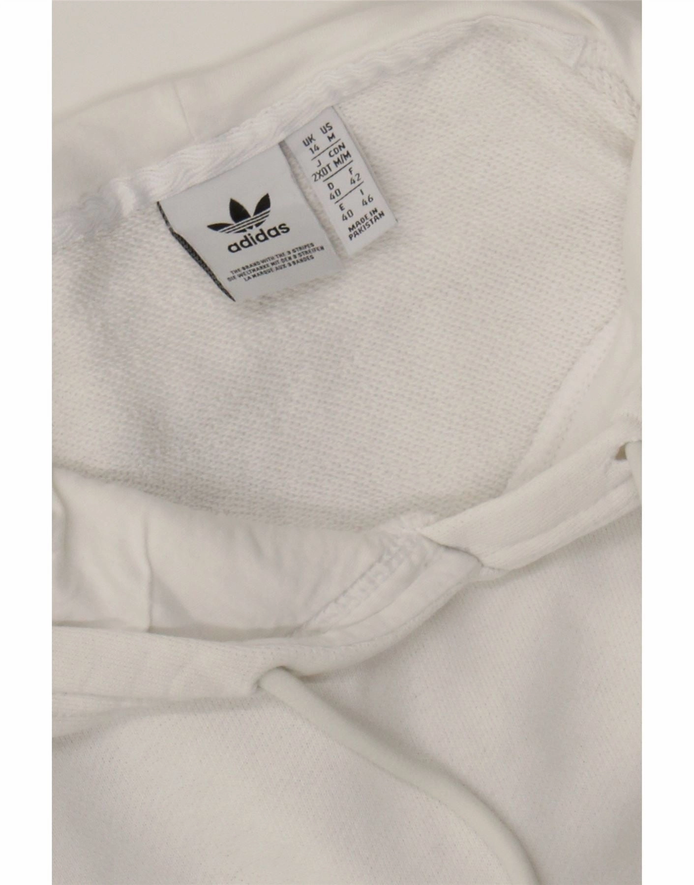 ADIDAS Womens Oversized Crop Hoodie Jumper UK 14 Large  White Cotton