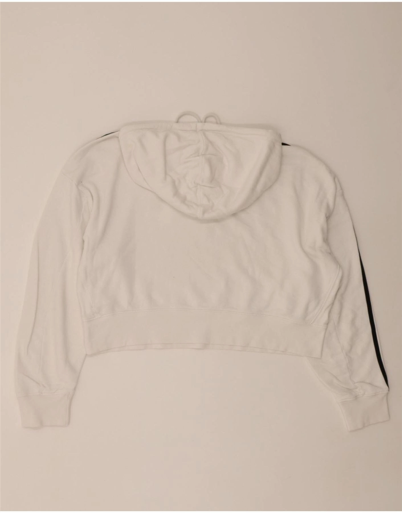 ADIDAS Womens Oversized Crop Hoodie Jumper UK 14 Large  White Cotton