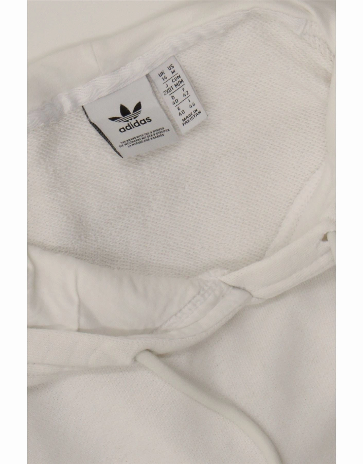 ADIDAS Womens Oversized Crop Hoodie Jumper UK 14 Large  White Cotton
