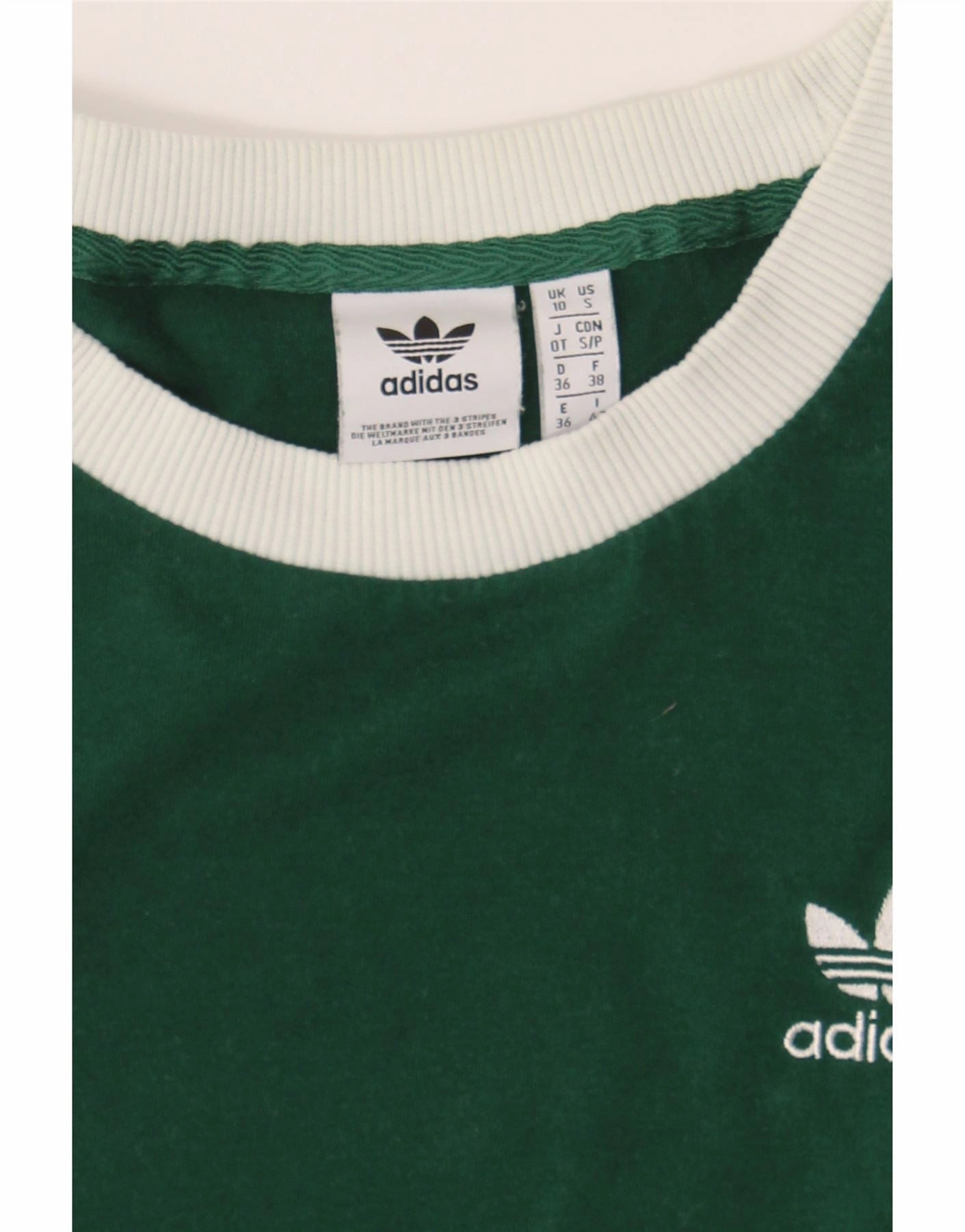 ADIDAS Womens Oversized T-Shirt Top UK 10 Small Green Cotton