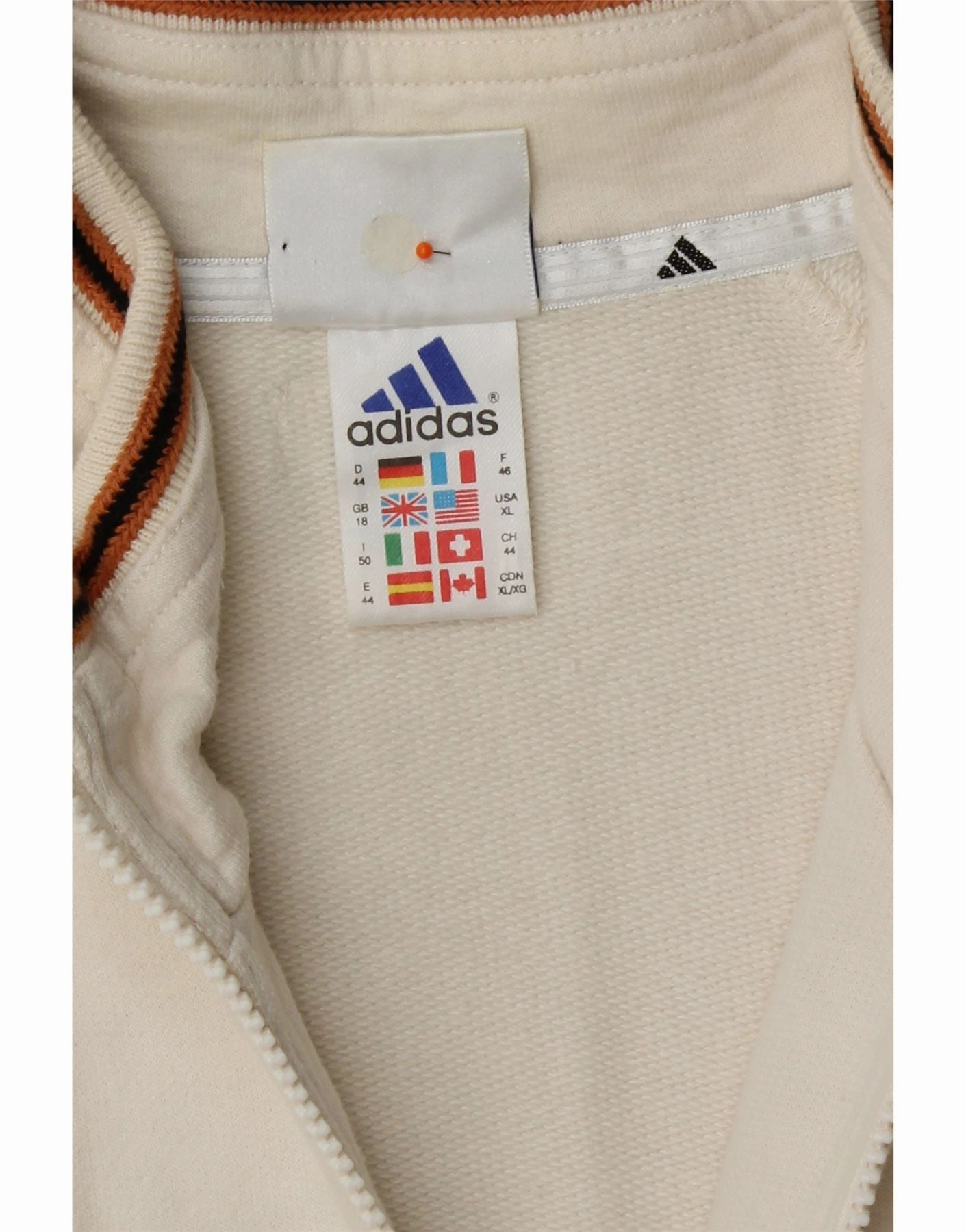 ADIDAS Womens Oversized Tracksuit Top Jacket UK 18 XL Off White Cotton
