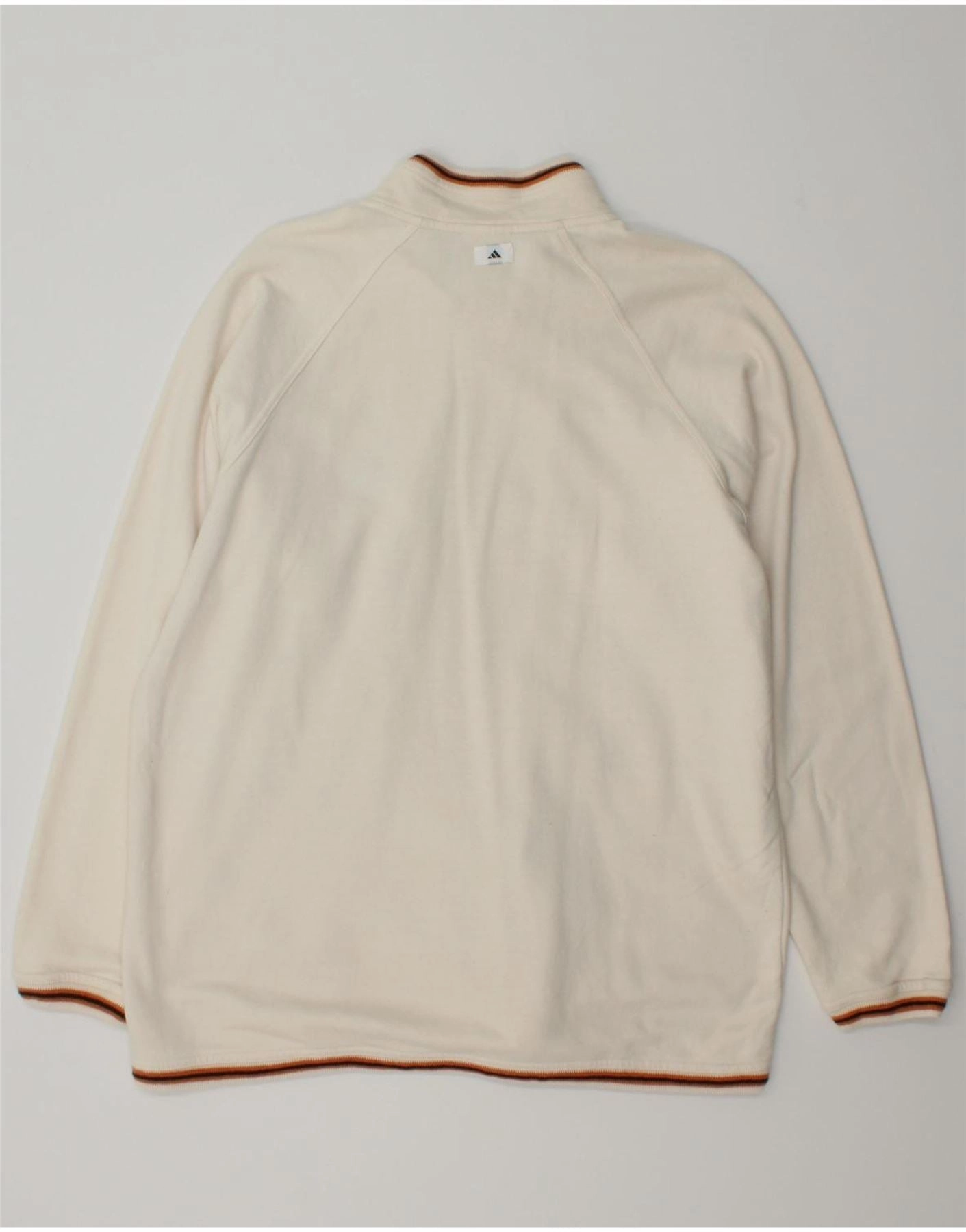 ADIDAS Womens Oversized Tracksuit Top Jacket UK 18 XL Off White Cotton