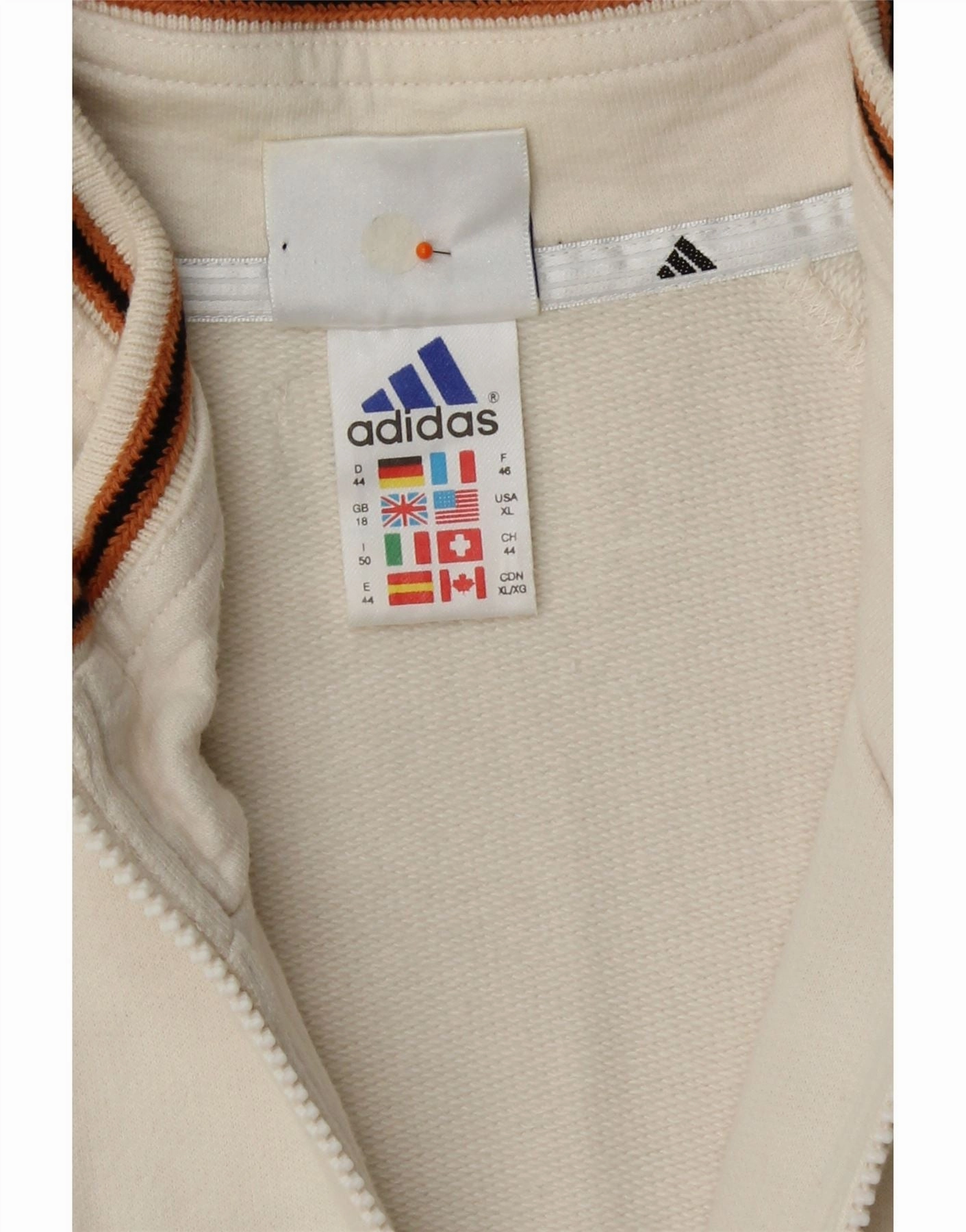ADIDAS Womens Oversized Tracksuit Top Jacket UK 18 XL Off White Cotton