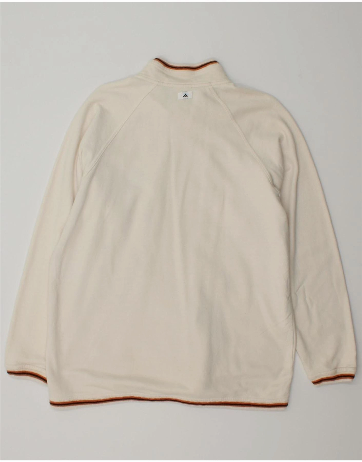 ADIDAS Womens Oversized Tracksuit Top Jacket UK 18 XL Off White Cotton