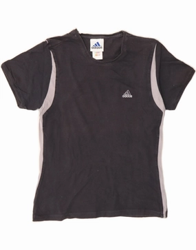 ADIDAS Womens T-Shirt Top UK 10 Small Grey Colourblock Cotton