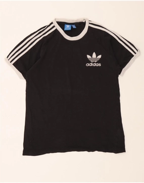 ADIDAS Womens T-Shirt Top UK 14 Medium Black Cotton